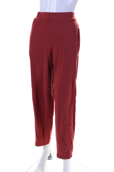 Eileen Fisher Womens High Rise Elastic Waist Tapered Sweatpants Red Size M