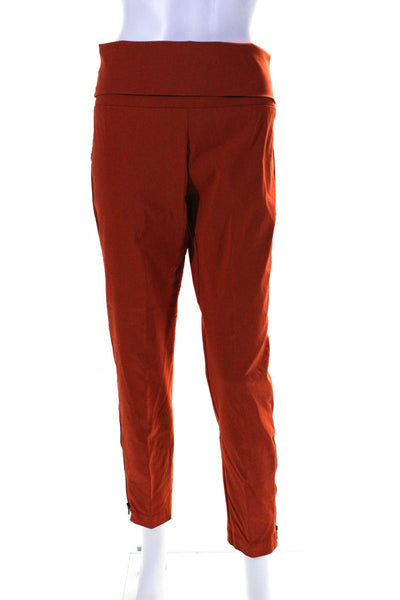 Bitte Kai Rand Womens High Waisted Straight Ankle Zip Pants Orange Size M