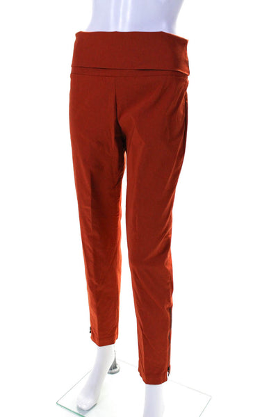 Bitte Kai Rand Womens High Waisted Straight Ankle Zip Pants Orange Size M