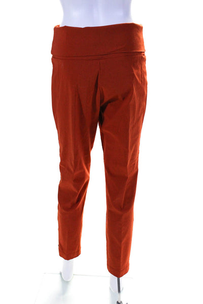 Bitte Kai Rand Womens High Waisted Straight Ankle Zip Pants Orange Size M