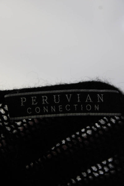 Peruvian Connection Womens Alpaca Long Sleeve Scoop Neck Knit Top Black M