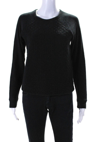Rag & Bone Womens Quilted Round Neck Long Sleeved Shirt Sweater Black Size S