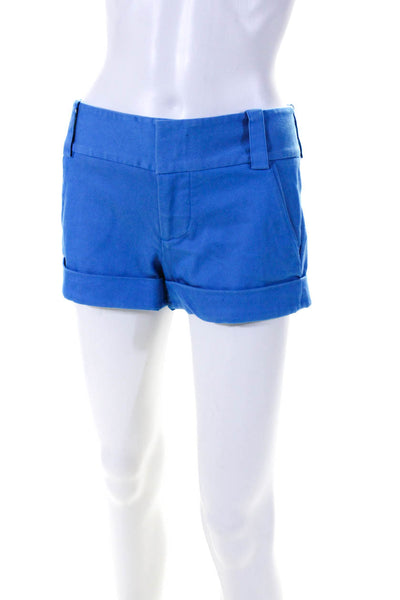 Alice + Olivia Womens Low Rise Cuffed Hem Flat Front Mini Shorts Blue Size 0