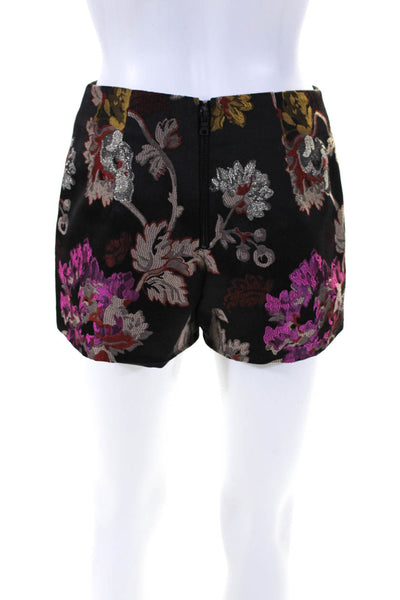Alice + Olivia Womens Floral Flat Front Dress Shorts Black Pink Beige Size 2
