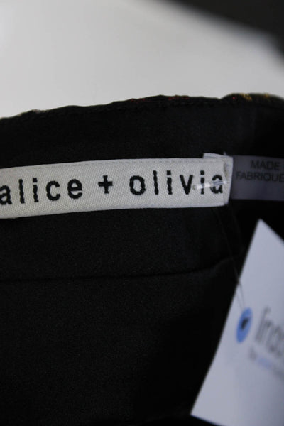 Alice + Olivia Womens Floral Flat Front Dress Shorts Black Pink Beige Size 2
