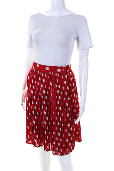 Ferretti Studio Womens Polka Dot Pleated A Line Skirt Red White Size 8
