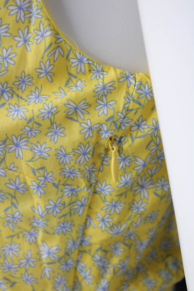 J Crew Womens Cotton Floral Print Sleeveless Mid-Calf Sundress Yellow Size 0