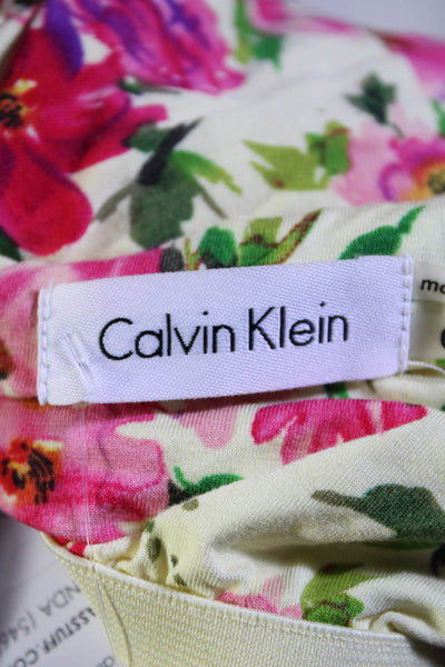 Calvin Klein Womens Floral Print Strappy Sleeveless Mini Dress Yellow Size 6