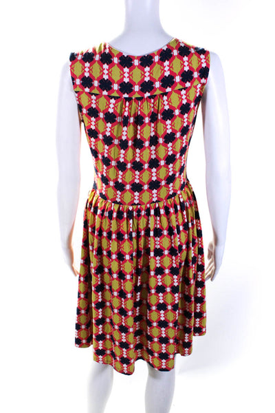 Boden Womens Stretch Abstract Print V-Neck Sleeveless Dress Orange Size 6R