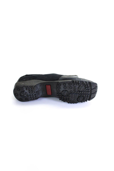 Walter Genuin Womens Leather Fringe Slide On Walking Loafers Black Size 6