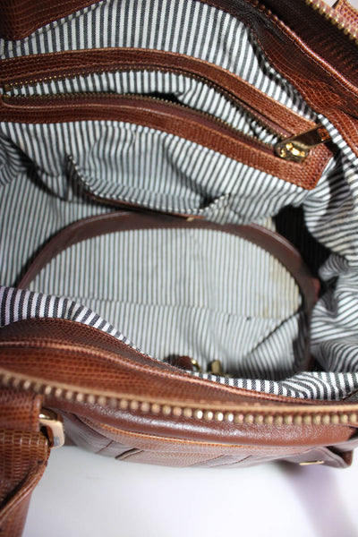 Rebecca Minkoff Womens Leather Animal Print Zipped Shoulder Doctor Handbag Brown