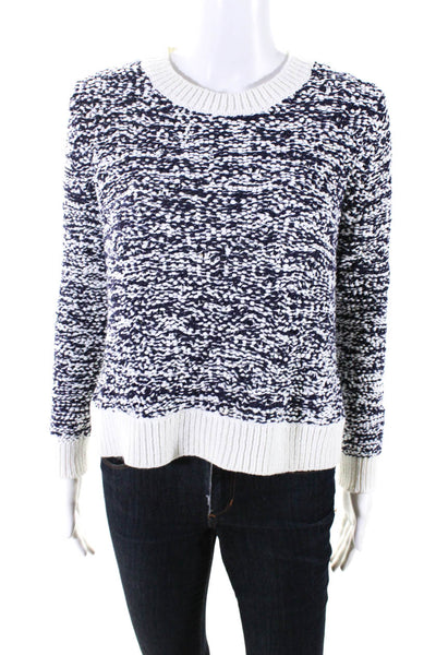 Rag & Bone Jean Womens Cotton Crochet Crewneck Sweater Top Blue White Size XS