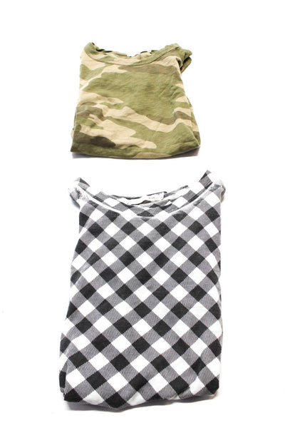 Rag & Bone Womens Cotton Check Camouflage Print T-Shirts Green Size S Lot 2