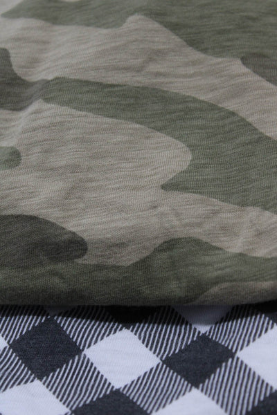 Rag & Bone Womens Cotton Check Camouflage Print T-Shirts Green Size S Lot 2