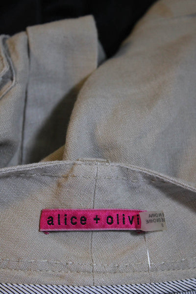 Alice + Olivia Womens Linen Hook & Eye Slip-On Casual Shorts Tan Size 0