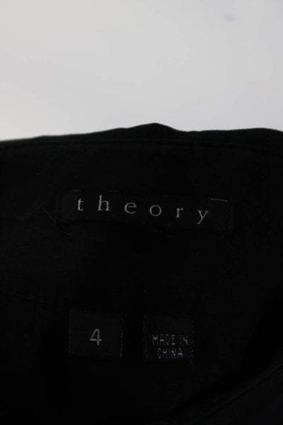 Theory Womens Long Sleeves Button Down Shirt Dress Black Cotton Size 4