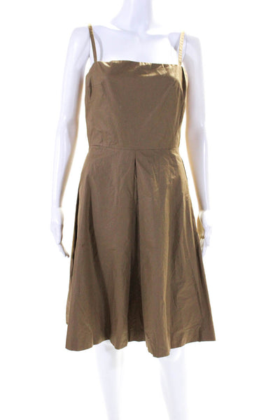 Cynthia Rowley Womens Sleeveless Pleated A Line Dress Brown Cotton Size 6