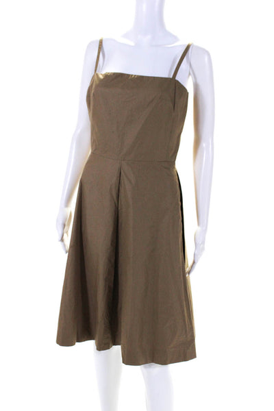 Cynthia Rowley Womens Sleeveless Pleated A Line Dress Brown Cotton Size 6