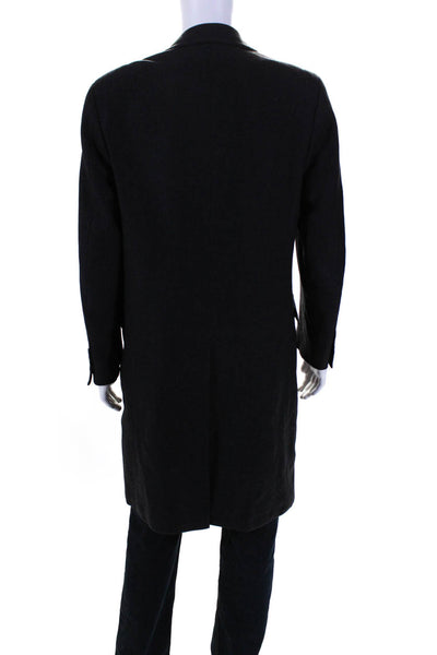 Canali Mens Button Down Dress Coat Black Grey Wool Size EUR 48