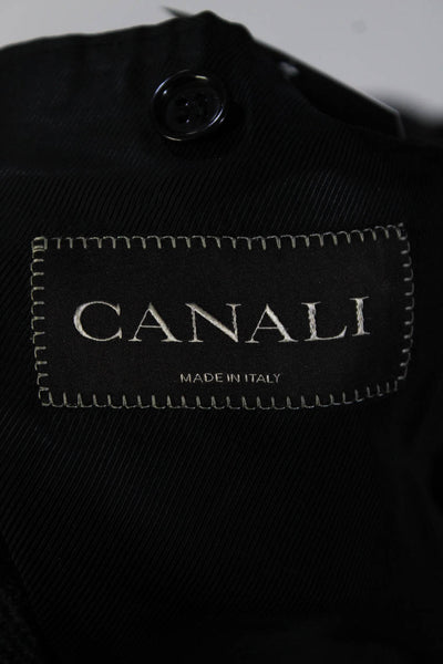 Canali Mens Button Down Dress Coat Black Grey Wool Size EUR 48