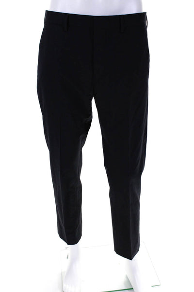 Prada Mens Creased Slim Leg Dress Trousers Black Wool Size EUR 48