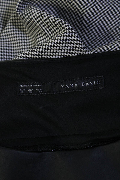 Zara Womens Houndstooth Patchwork Zipped Cap Sleeve Dresses Black Size XS Lot 2