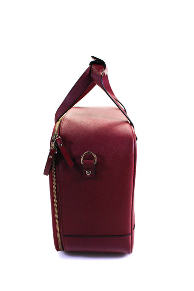 Kate Spade Womens Large Saffiano Leather Zip Around Shoulder Bag Handbag Red