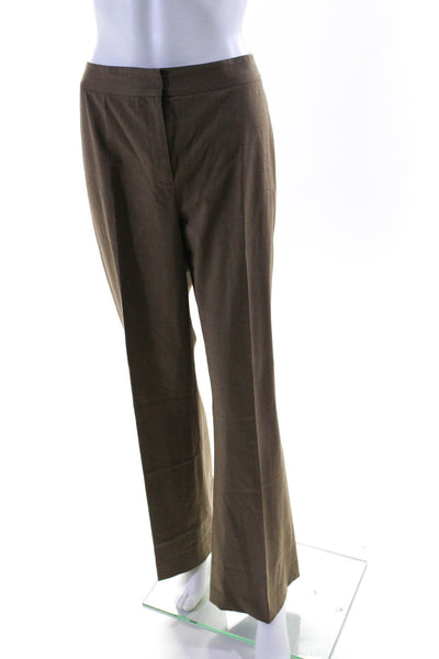 Lafayette 148 New York Womens Menswear High Rise Flare Pants Brown Size 10