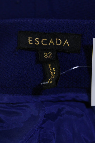Escada Womens Mid Rise Slim Leg Woven Pleated Ankle Pants Blue Size EU 32