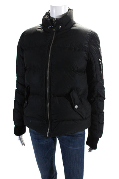 SOS Black Snow Womens Full Zipper Puffer Jacket Black Size Extra Small