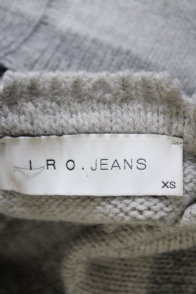 IRO Jeans Womens Crew Neck Striped Distressed Sweater Gray Size Extra Small