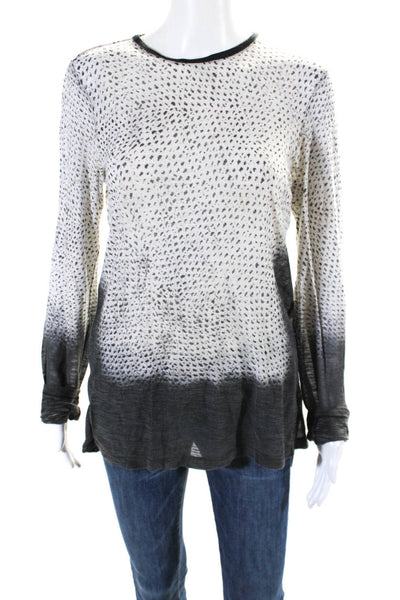 Proenza Schouler Womens Long Sleeve Spitted Ombre Tee Shirt Gray Cotton Size XS