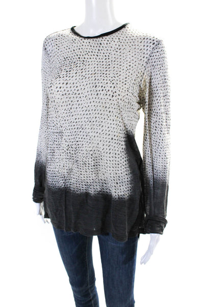 Proenza Schouler Womens Long Sleeve Spitted Ombre Tee Shirt Gray Cotton Size XS