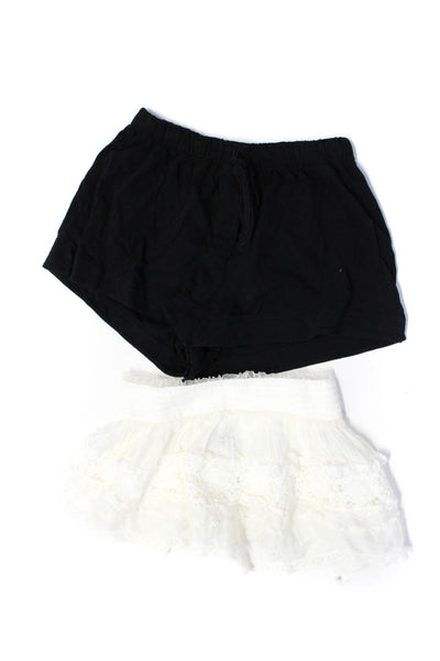 Theory Sunday Womens Elastic Mini Shorts Skirt Black White Size P O/S Lot 2