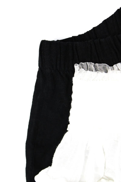 Theory Sunday Womens Elastic Mini Shorts Skirt Black White Size P O/S Lot 2