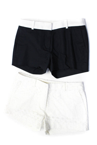 Michael Michael Kors Womens Low Rise Embroidered Shorts White Navy Size 0 Lot 2