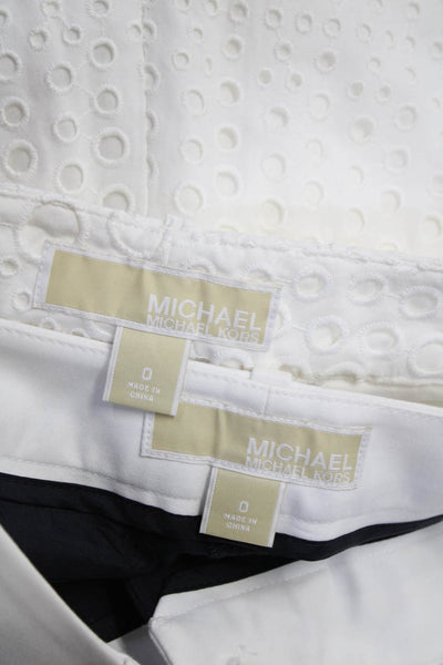 Michael Michael Kors Womens Low Rise Embroidered Shorts White Navy Size 0 Lot 2