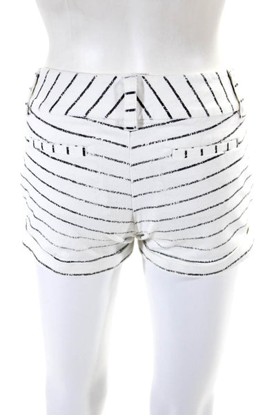 Alice + Olivia Womens Striped Low Rise Casual Cuffed Shorts White Black Size 0