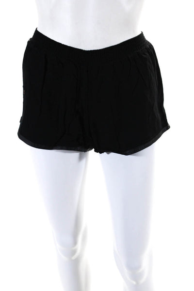 Alice + Olivia Womens Athletic Leather Trim Elastic Waist Shorts Black Size XS