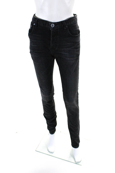 En Noir Womens Faded Black Cotton Fly Button Skinny Leg Jeans Size 32