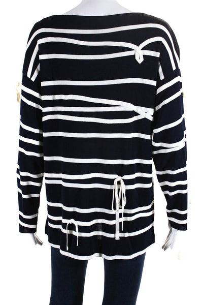 Moschino Cheap & Chic Womens Striped Strappy Pullover Blouse Top Navy Size M