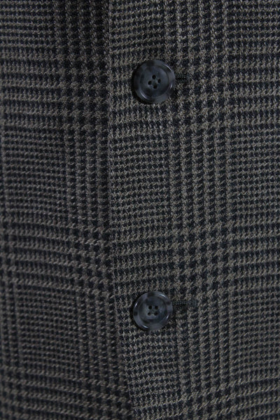 Ermenegildo Zegna Mens Wool Silk Houndstooth Buttoned Blazer Beige Size EUR42