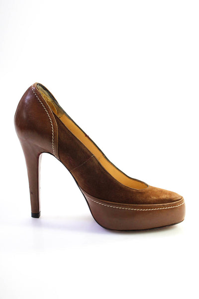 Christian Louboutin Womens Platform Slip On Pumps Tan Suede Leather Size 36 6