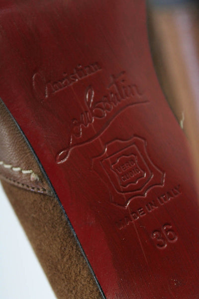 Christian Louboutin Womens Platform Slip On Pumps Tan Suede Leather Size 36 6