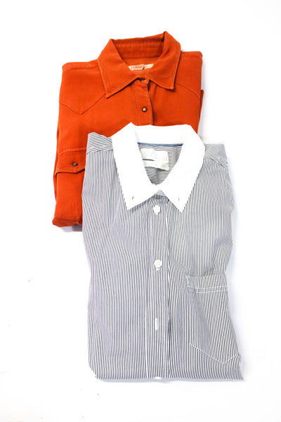 Ryan Michael J Crew Womesn Silk Blend Button Up Blouse Orange Size M 10 Lot 2