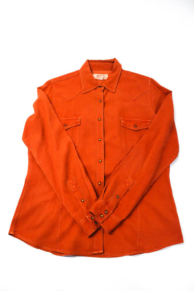 Ryan Michael J Crew Womesn Silk Blend Button Up Blouse Orange Size M 10 Lot 2