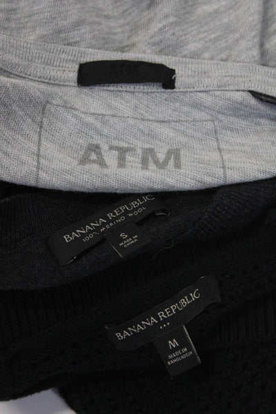 Banana Republic ATM Womens Merino Wool Long Sleeve Knit Top Gray Size S M Lot 3