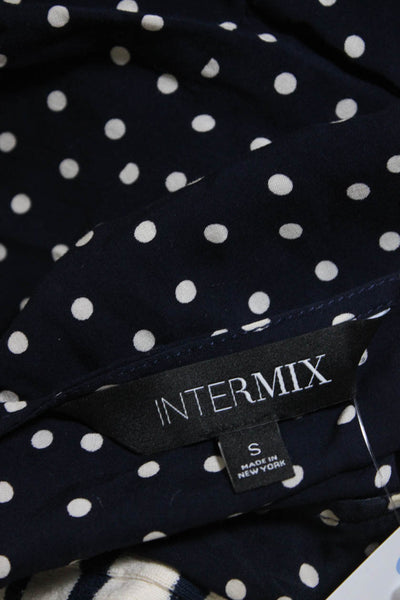 Intermix Womens Polka Dot Buttoned Peplum Hem Tank Top Blouse Navy Size S