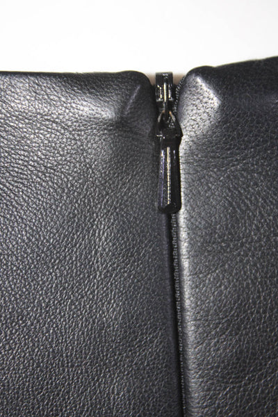 Theory Womens Leather Layered Sleeveless Zipped Round Hem Blouse Black Size S