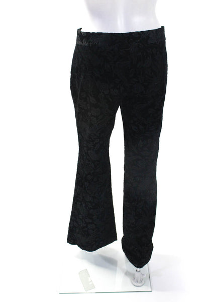 Theory Womens Cotton Velvet Floral Print Flared Hem Trousers Pants Black Size 4